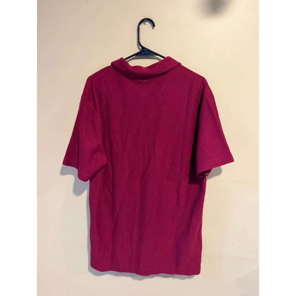 Banana Republic Mens Large Tall Magenta Pink Cotton Pique Pocket Polo Shirt